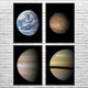 Earth Neighborhood Space Wall Art Set of 4