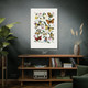 Butterfly Moth & Flowers Botanical Art Print