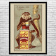 Monkey Drinking Coffee Vintage Ad Wall Art