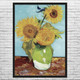 Van Gogh Vase with Three Sunflowers Art Print