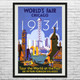 Chicago Worlds Fair 1934 Vintage Travel Art