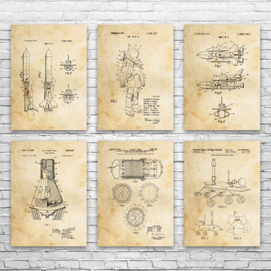 NASA Space Patent Wall Art Set of 6