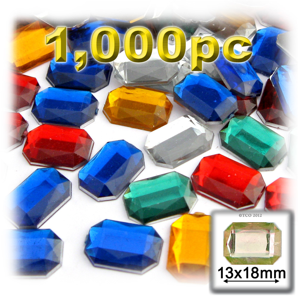 Rhinestones | Flatback | Rectangle | 4x6mm | 1,000-pc | Jewel Tone ...