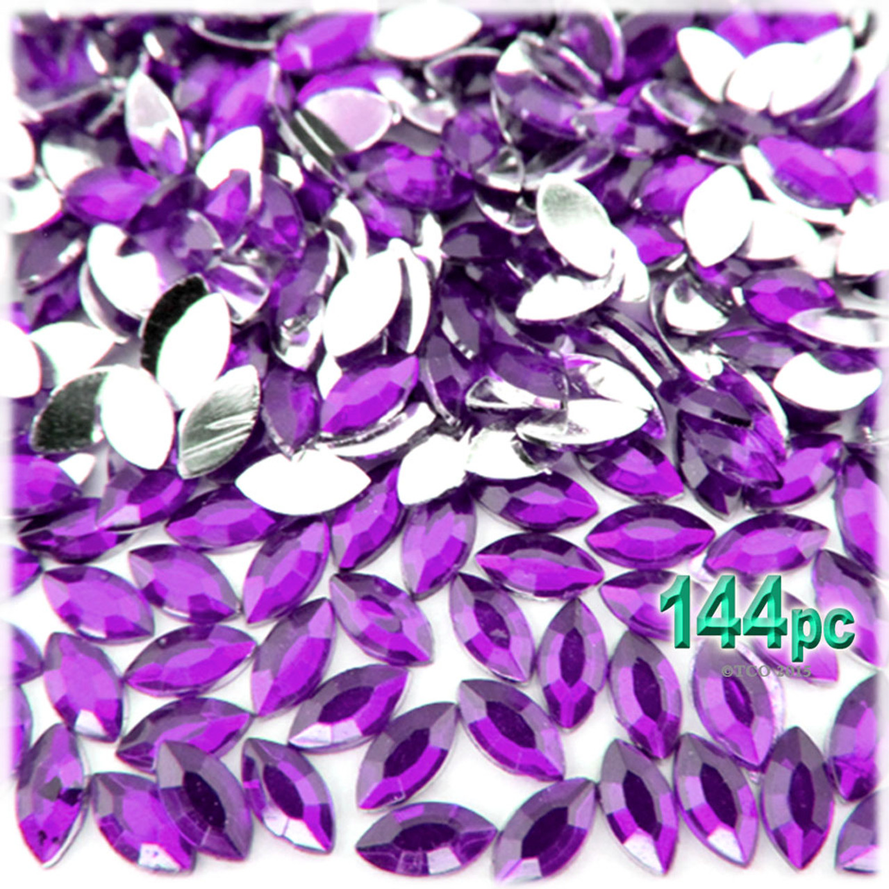 The Crafts Outlet Flatback Rhinestones, Flower Petals, 5x10mm, 144-pc, Purple