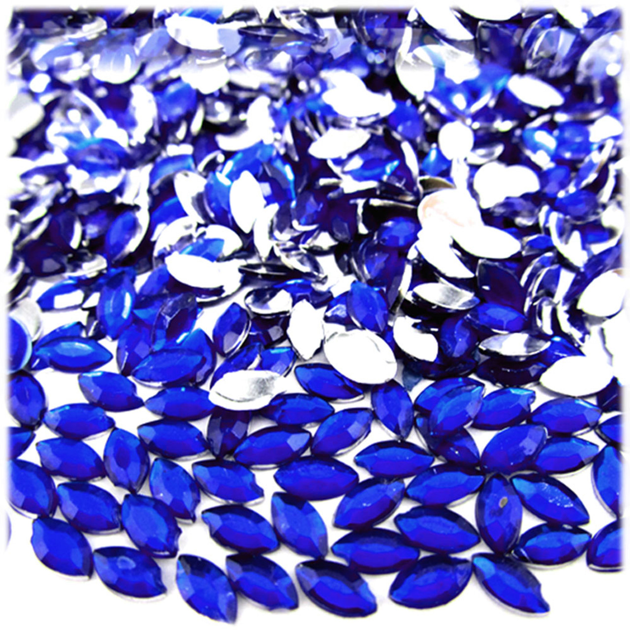 Flatback Rhinestones, Flower Petals, 5x10mm, 144-pc, Royal Blue