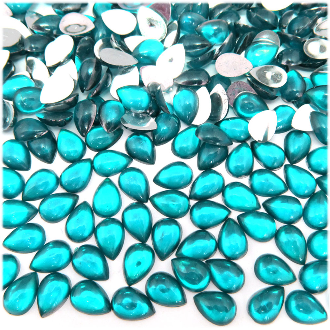 Acrylic Flatback Rhinestones, Teardrop, 5x8mm, 144-pc, Aqua Blue