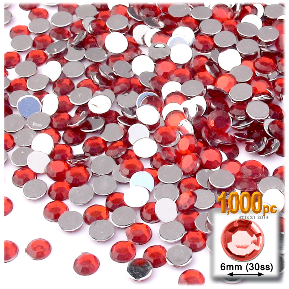 Rhinestones | Flatback | Round | 6mm | 1,000-pc | Ruby Red | Crafts Outlet
