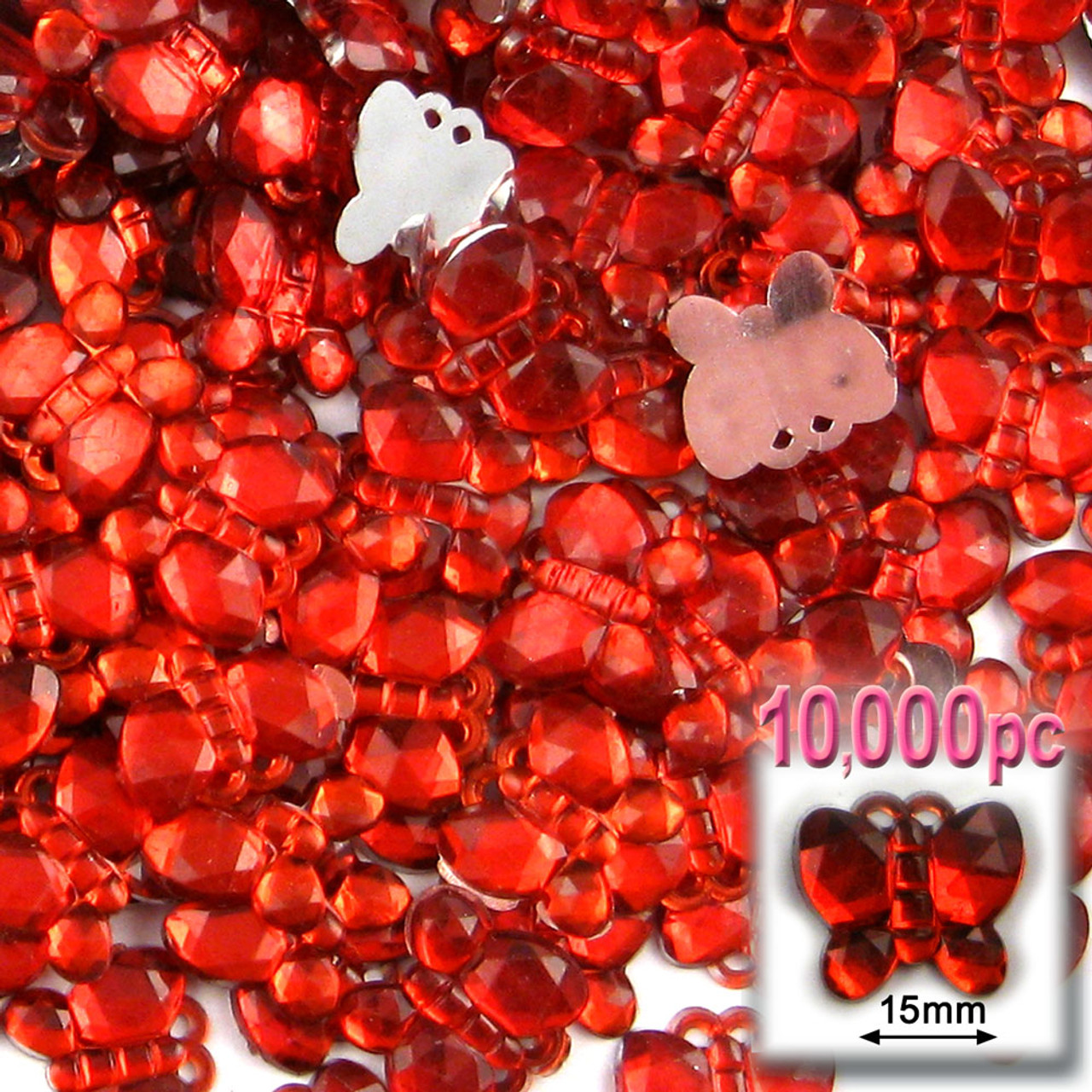 Rhinestones | Flatback | Butterfly | 15mm | 10,000-pc | Ruby Red