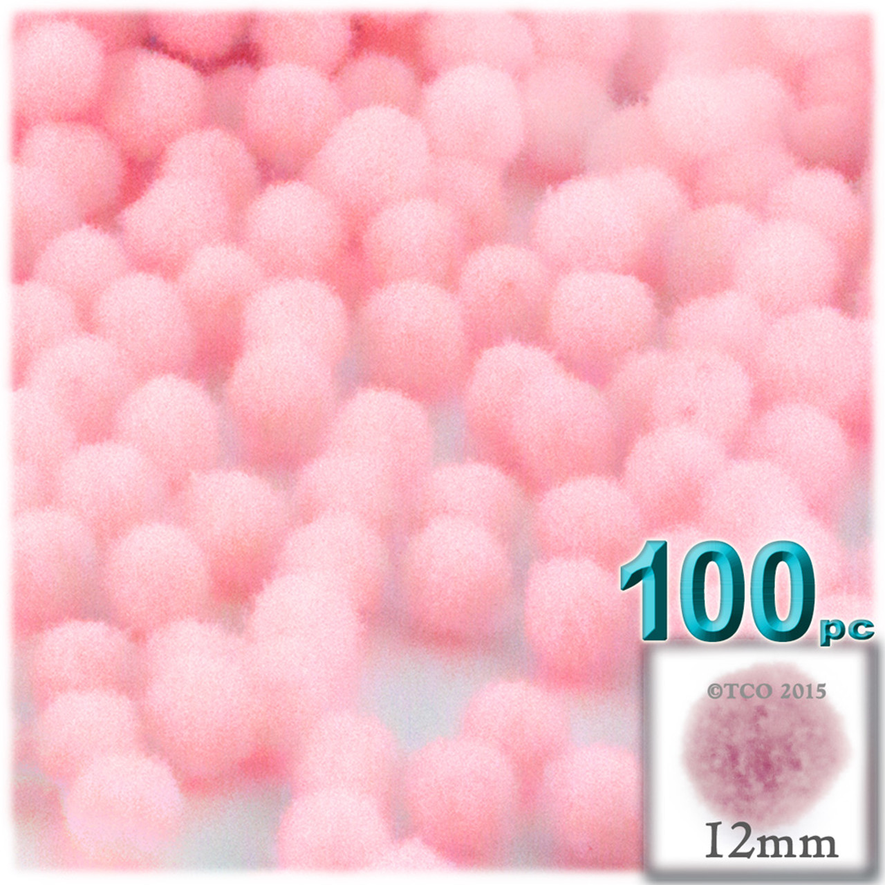 Acrylic Pom Pom, 7mm, 100-pc, Pink