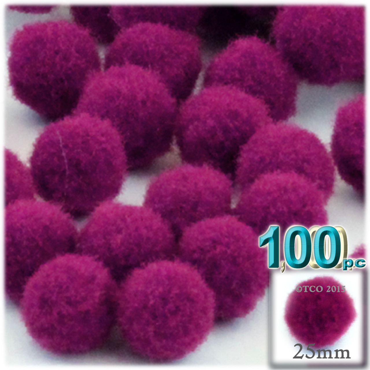 2 inch Red Craft Pom Poms 25 Pieces, Size: 0.5