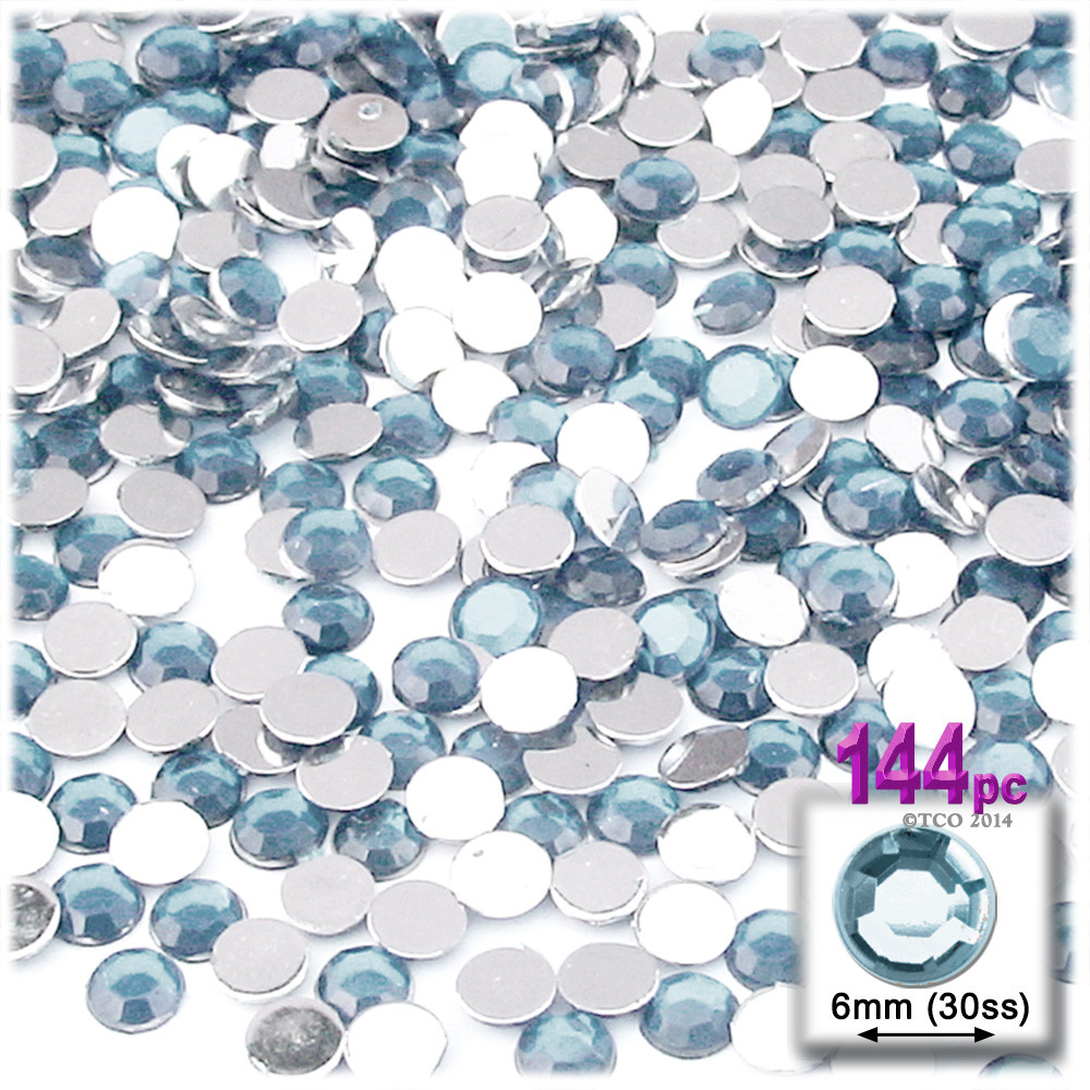 Small Blue Rhinestones Rhinestones | Flatback | Round | 6mm | 144-pc | Light Baby Blue ...