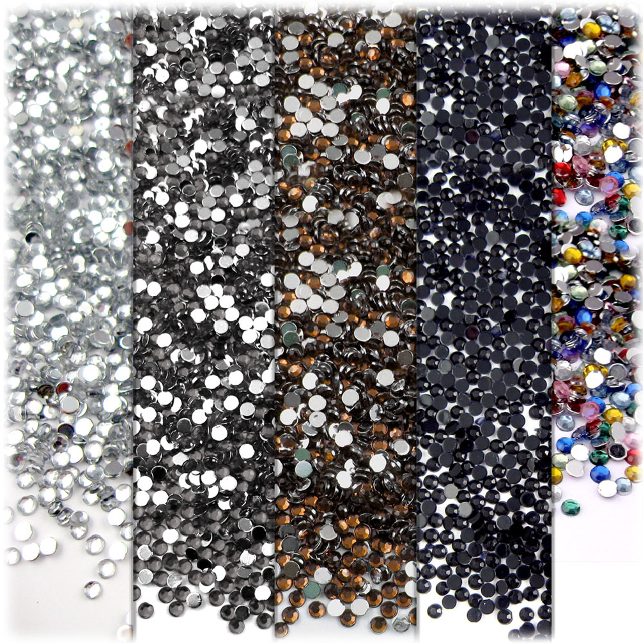 The Crafts Outlet Flatback Rhinestones, Round, 2mm, 5-pk (5x -2500-pc) Gray