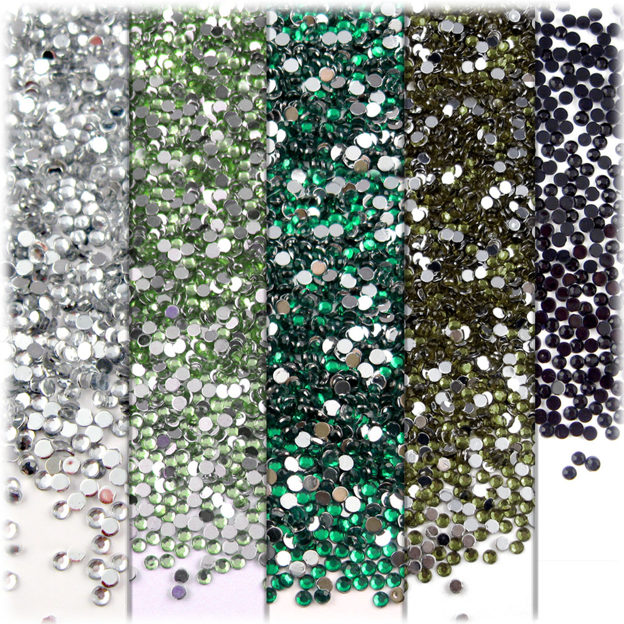 Flatback Rhinestones, Faceted Round, 2mm, 5-PK (5X-2500-pc) Green