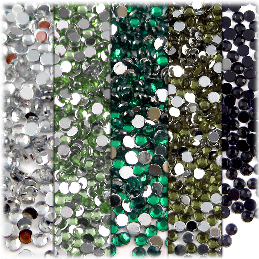 5-Pack Set (5X - 1 |440-Piece) | 3mm Rhinestones | Green Tones