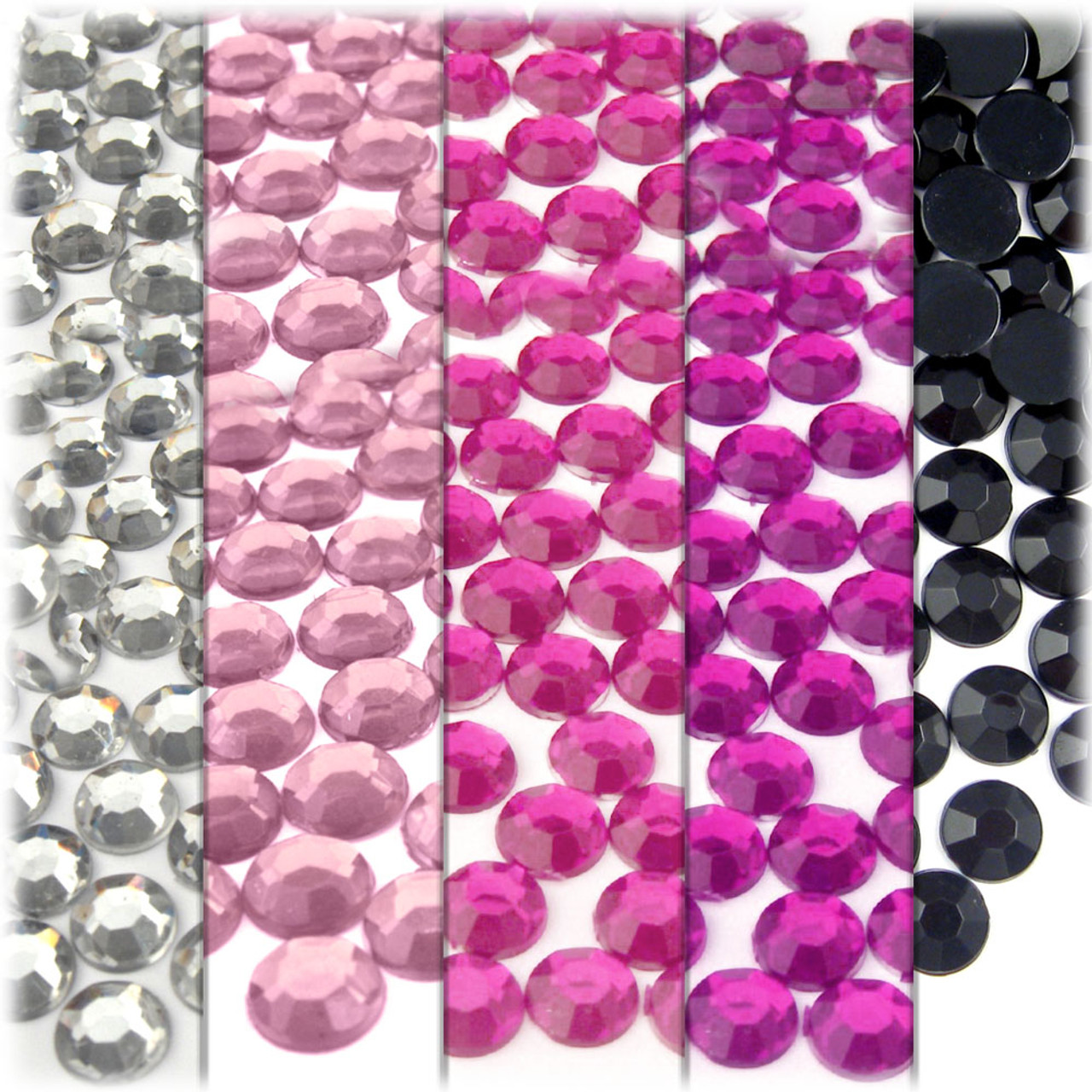 The Crafts Outlet Flatback Rhinestones, Round, 7mm, 5-pk (5X-144-pc) Pink