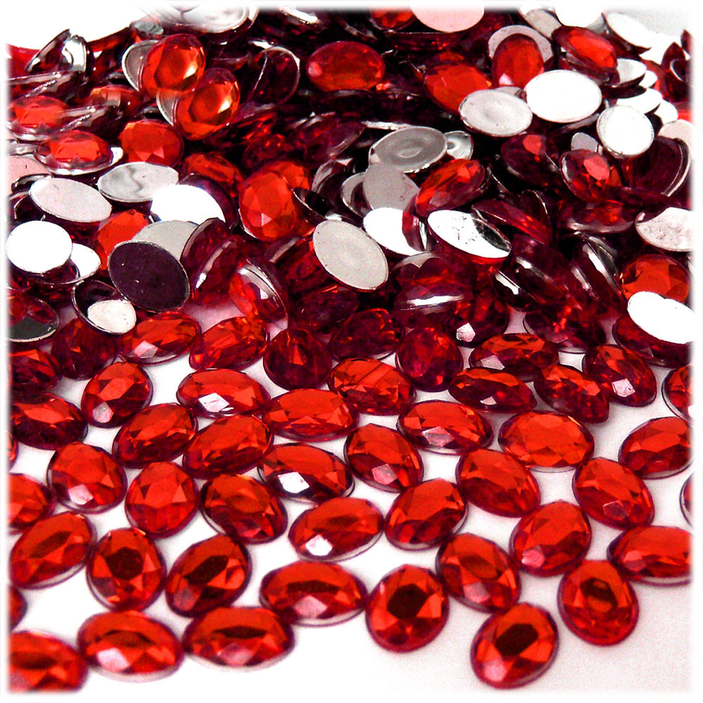 Rhinestones | Flatback | Oval | 6x8mm | 144-pc | Ruby Red | Crafts Outlet
