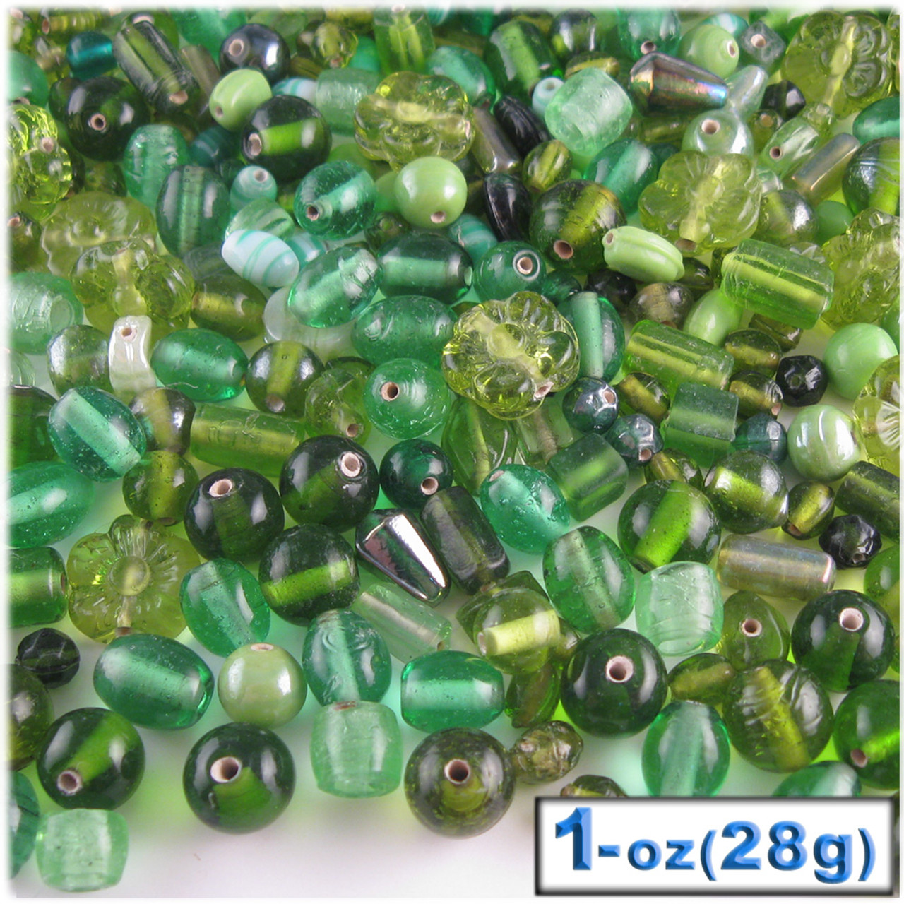 SUPPLY: 60pcs Mixed Dark Green Family Glass Beads BULK Assorted Shapes  Beads Vintage Jewelry Supplies 