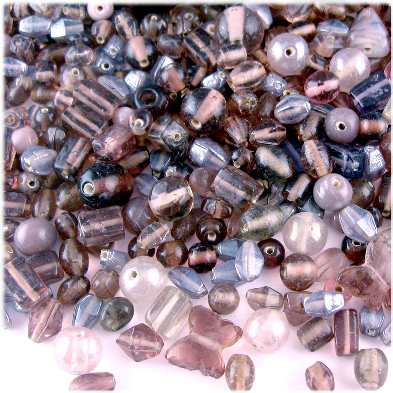 The Crafts Outlet Glass Beads, Assorted Shapes, 6-12mm, 1-LB, Rose