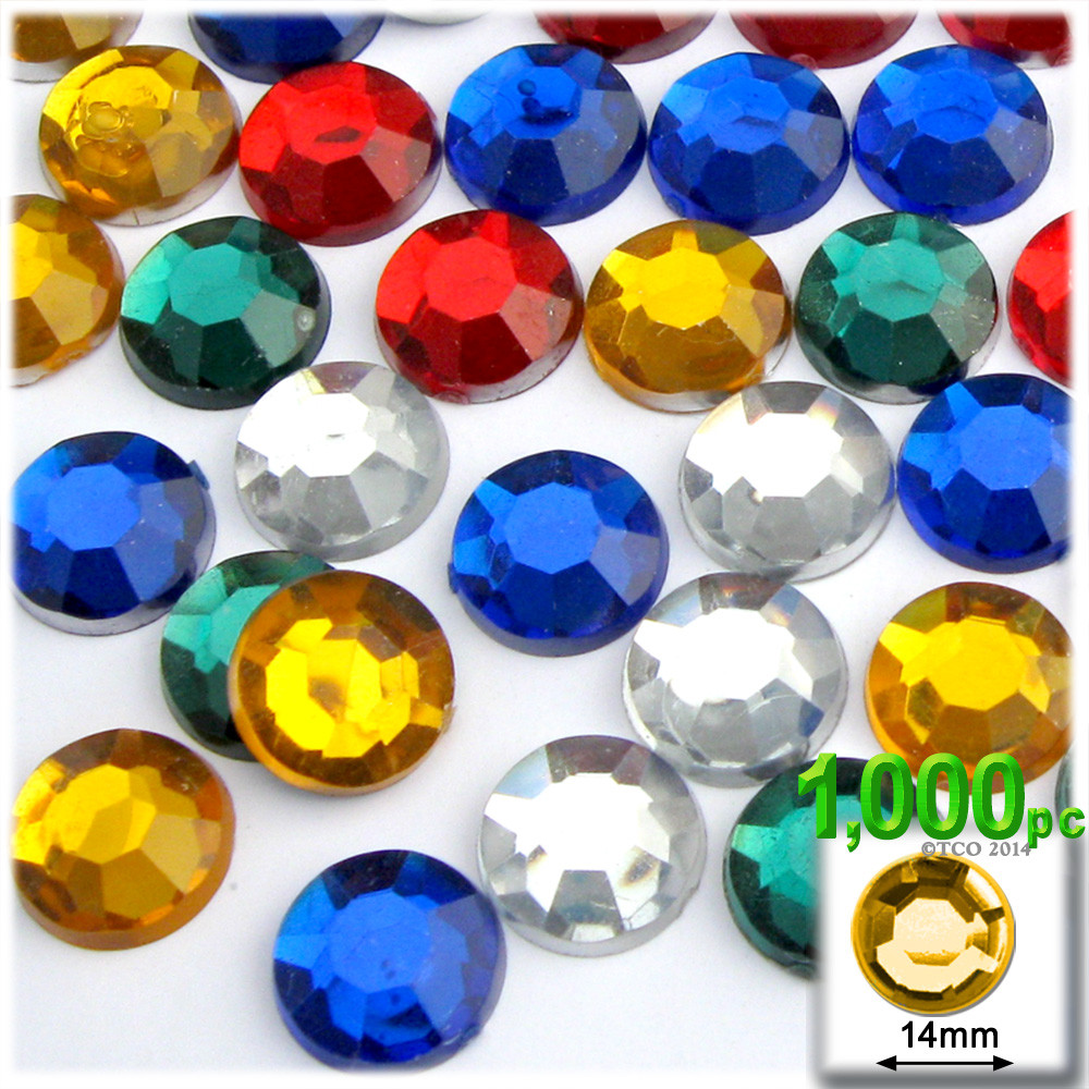 Rhinestones Flatback Round 14mm 1000pc Mixed Colors The Crafts