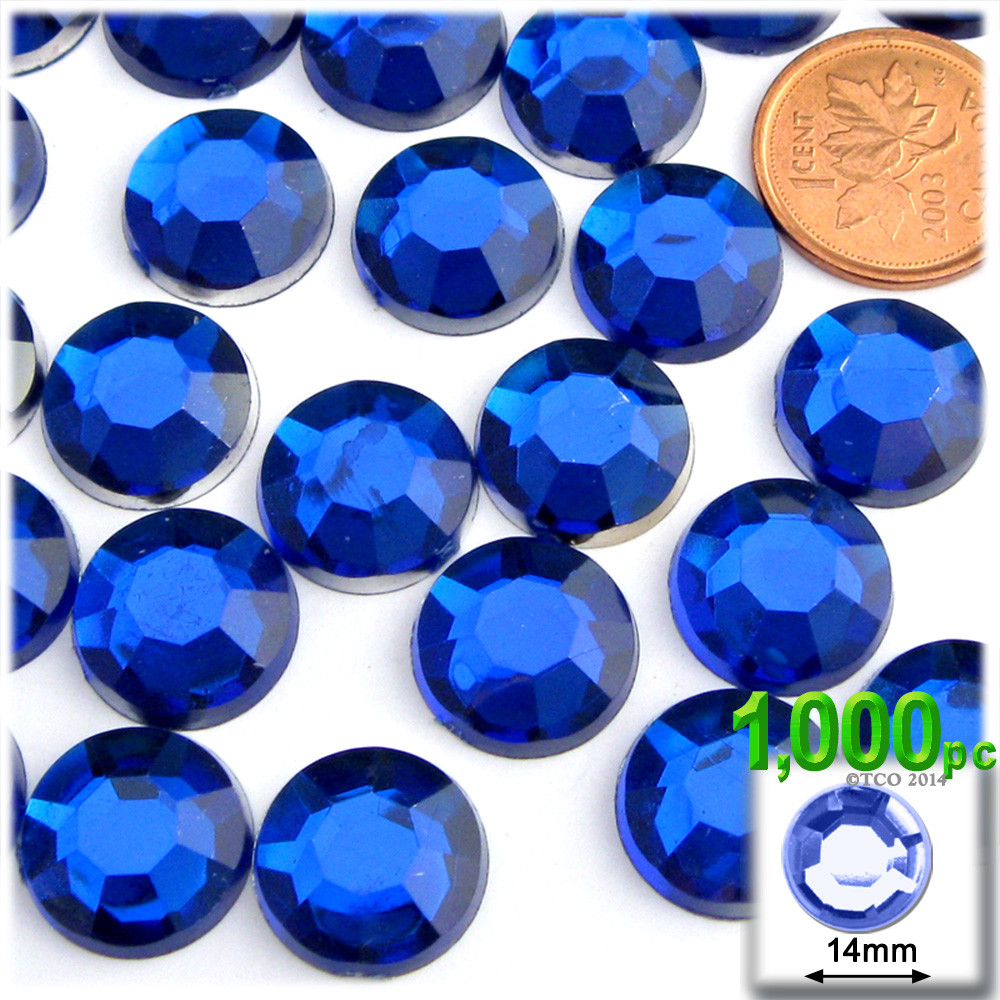 Rhinestones Flatback Round 14mm 1000pc Royal Blue The Crafts Outlet