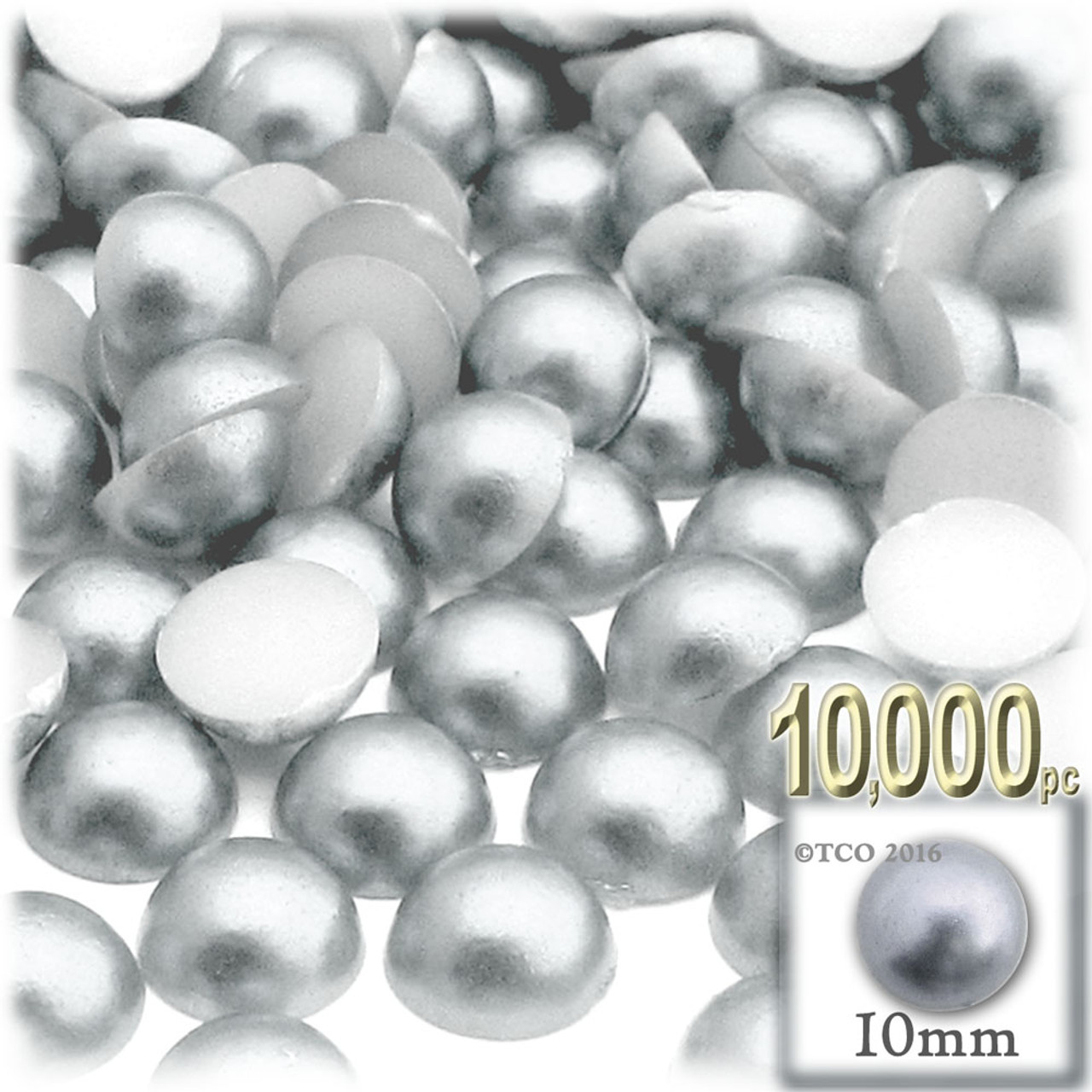 Half Dome Pearl | Plastic beads | 10mm | 10,000-pc | White Silver