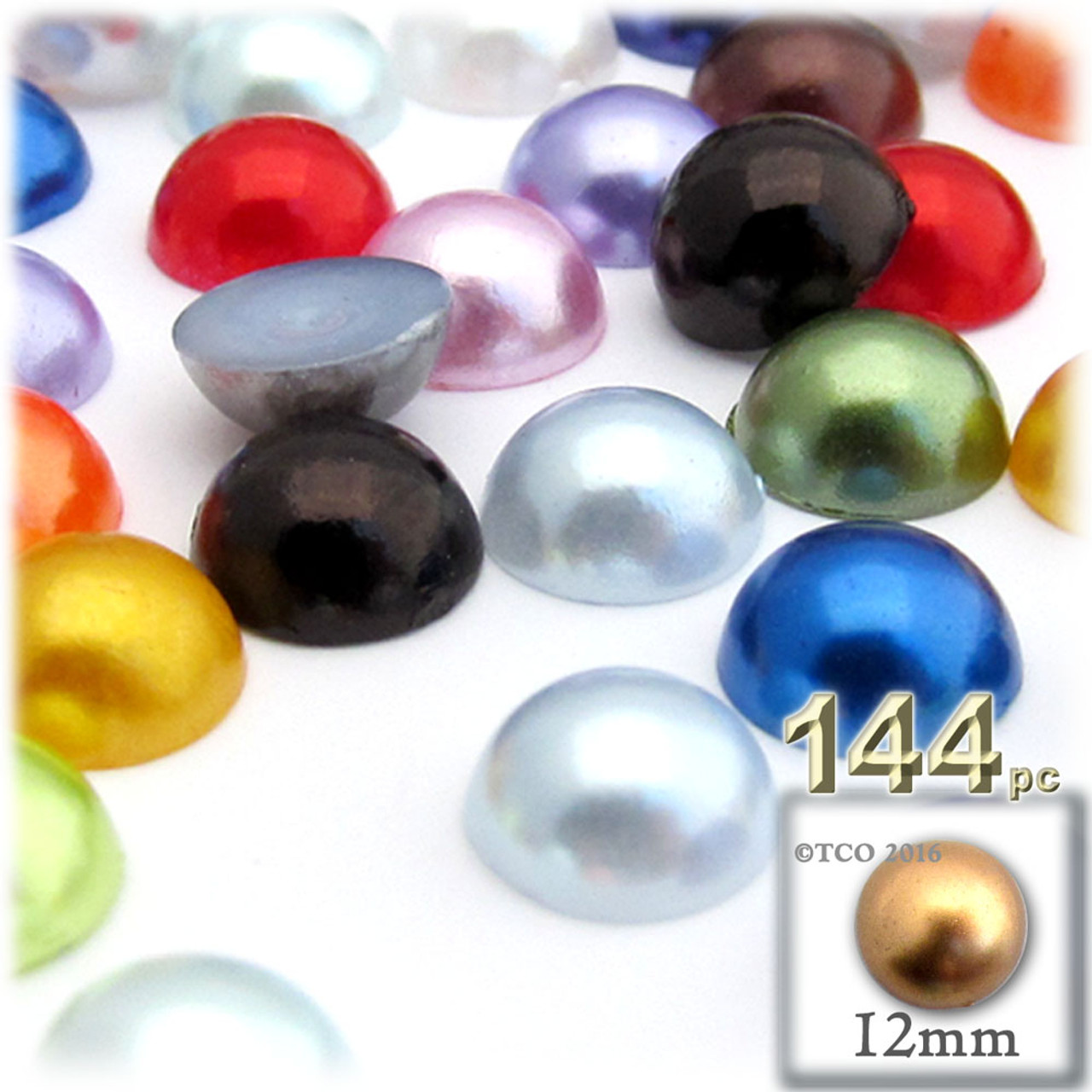 The Crafts Outlet Plastic Pearl, Half Dome, 12mm, 144-pc, Multi Mix