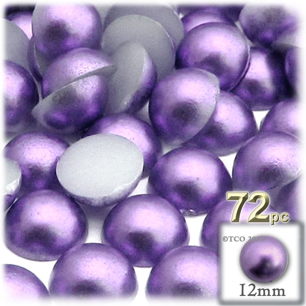 Plastic Pearl, Half Dome, 12mm, 72-pc, Lavender Purple