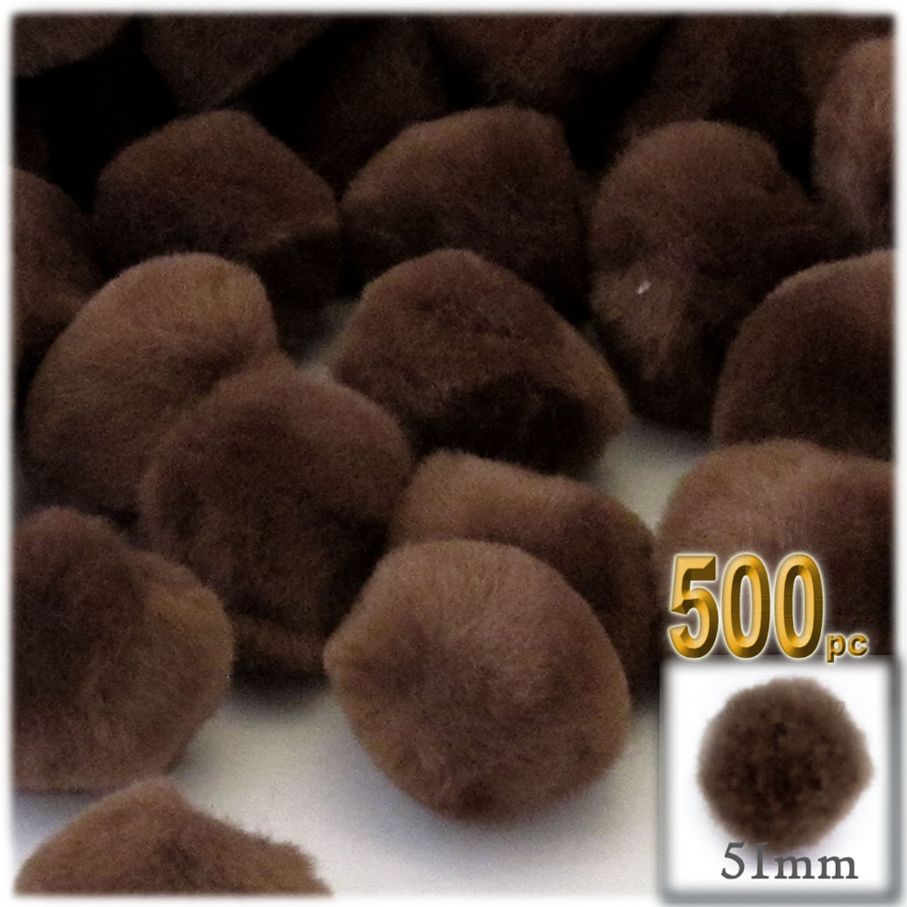 Acrylic Pom Pom, 25mm, 500-pc, Coffee Brown