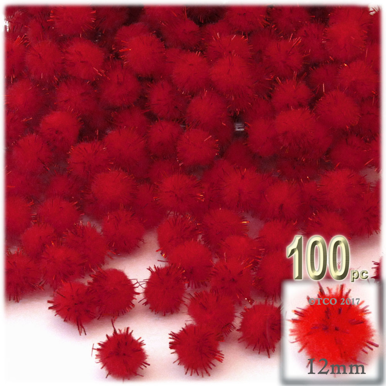 The Crafts Outlet Pom Poms, Porcupine, 0.5-inch (12mm), 100-pc, Multi Mix