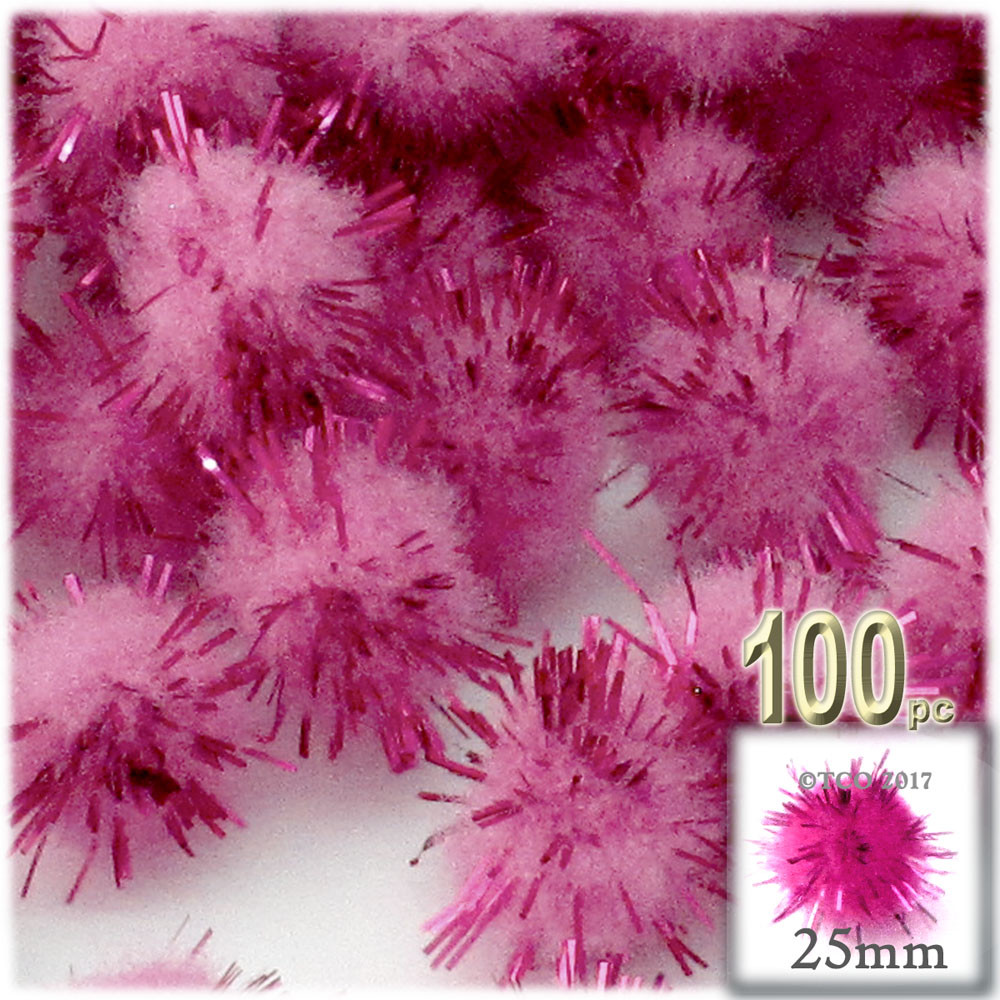 Pink Spom Pom Pom | 25mm- | 100-pc | Pink | Crafts Outlet