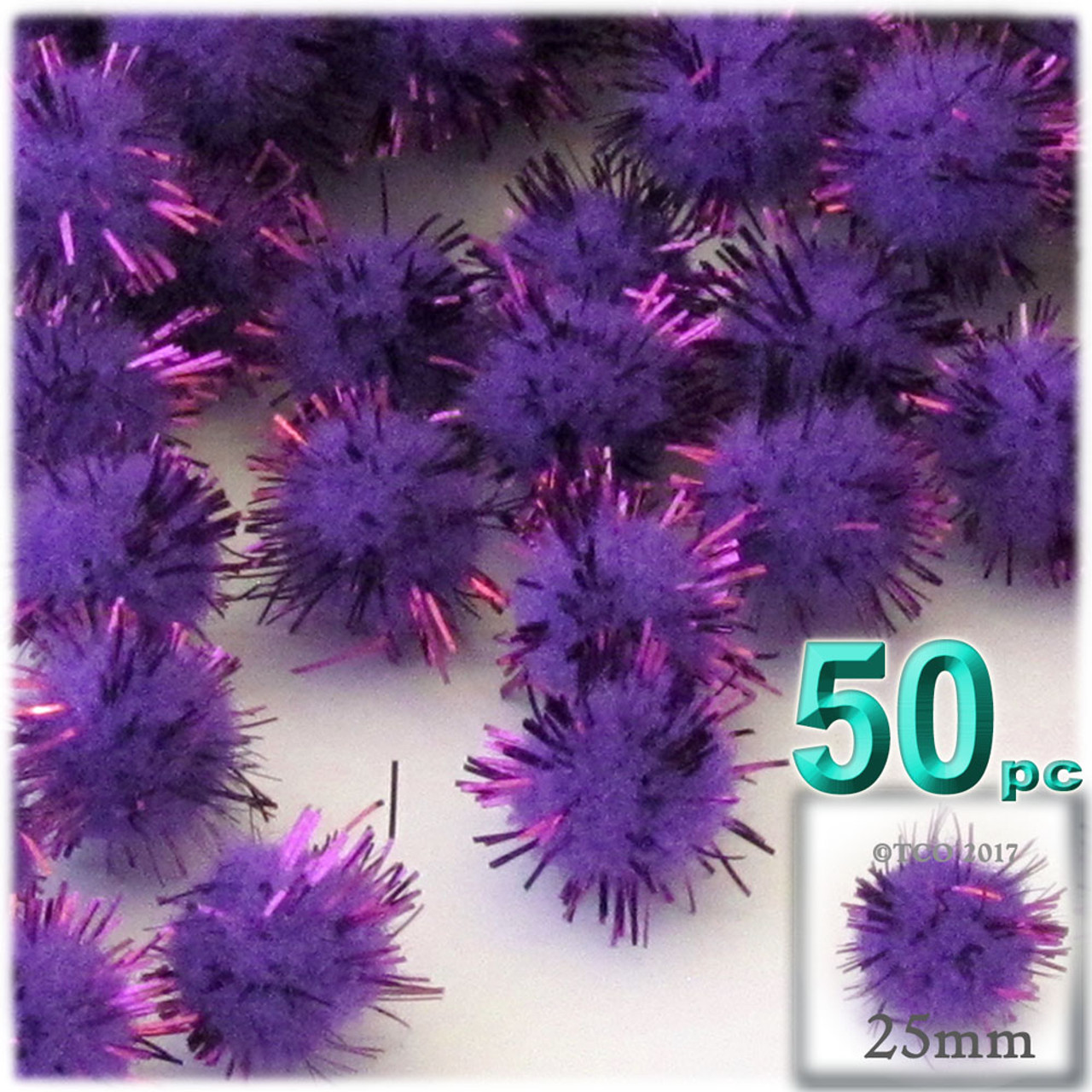 Pom Pom | 25mm- | 50-pc | Purple | Crafts Outlet