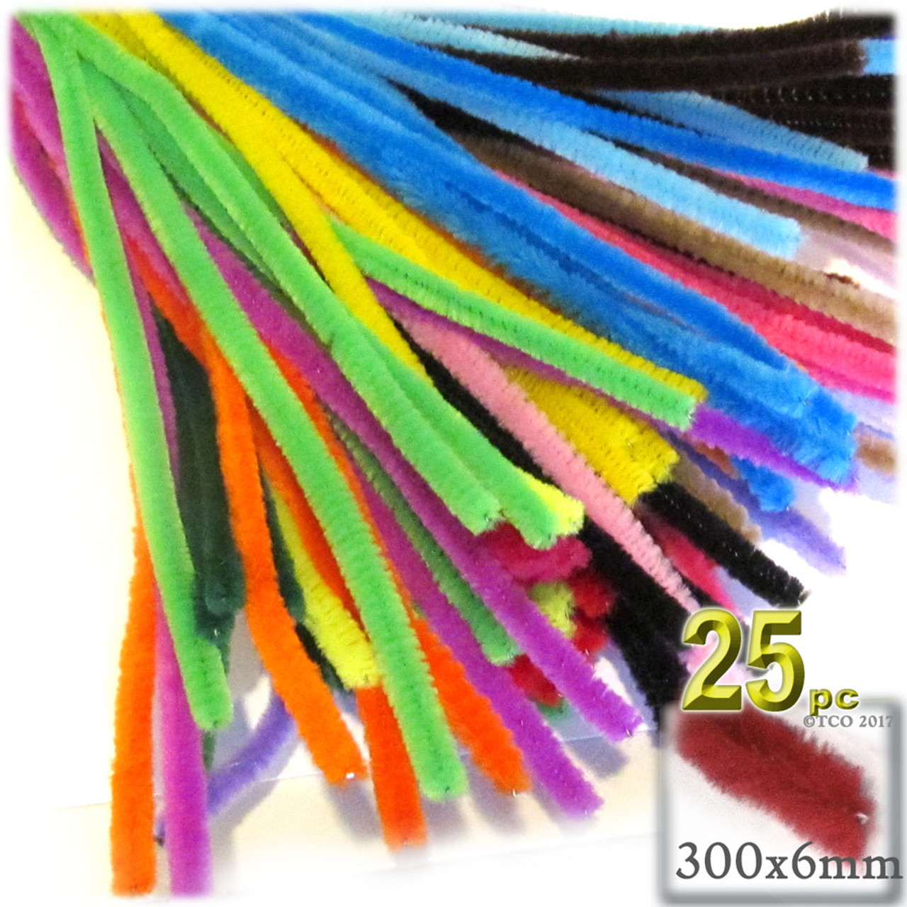 Chenille Stems, Pipe Cleaner, 12-inch (30-cm), 25-pc, Mixed Pack