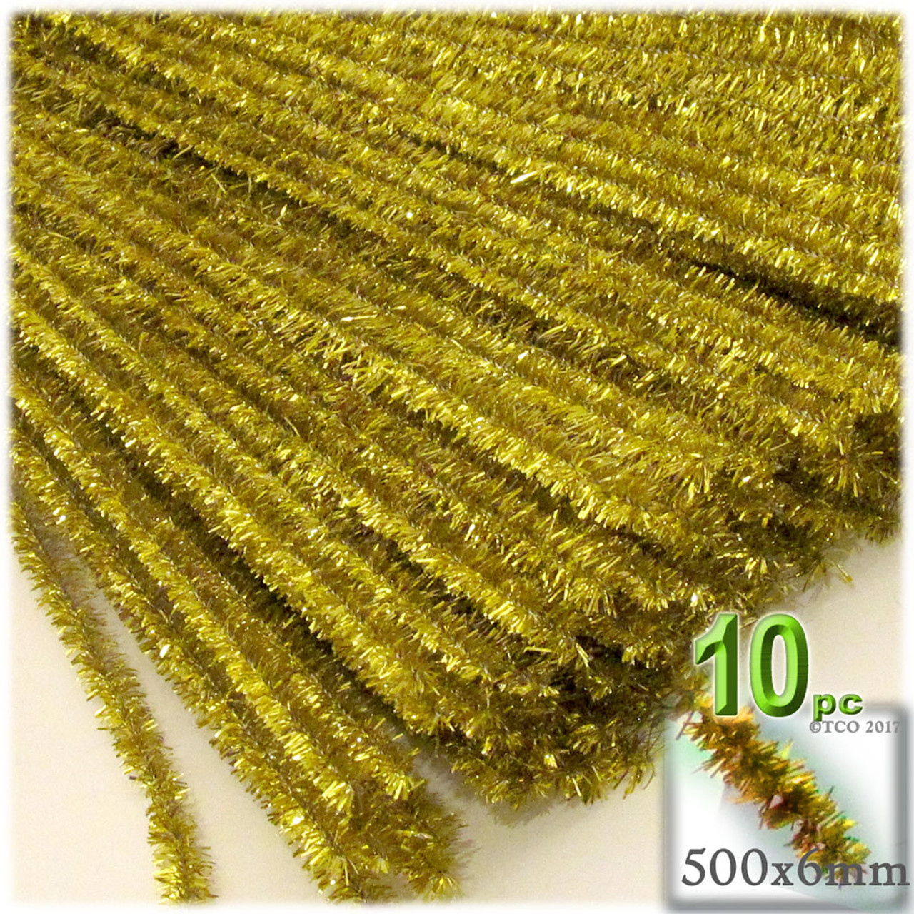 chenille Stems, Sparkly, 20-in, 10-pc, Light Gold