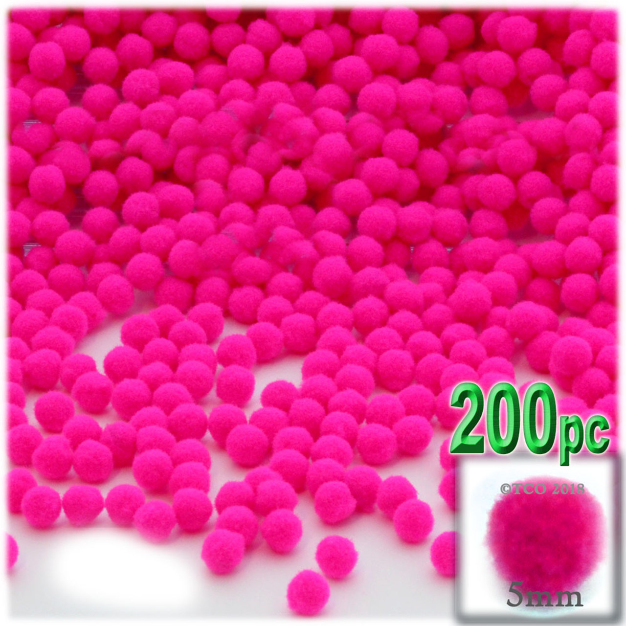 The Crafts Outlet 100-Piece Multi Purpose Pom Poms, Acrylic, 7mm/0.28-inch, Round, Pink