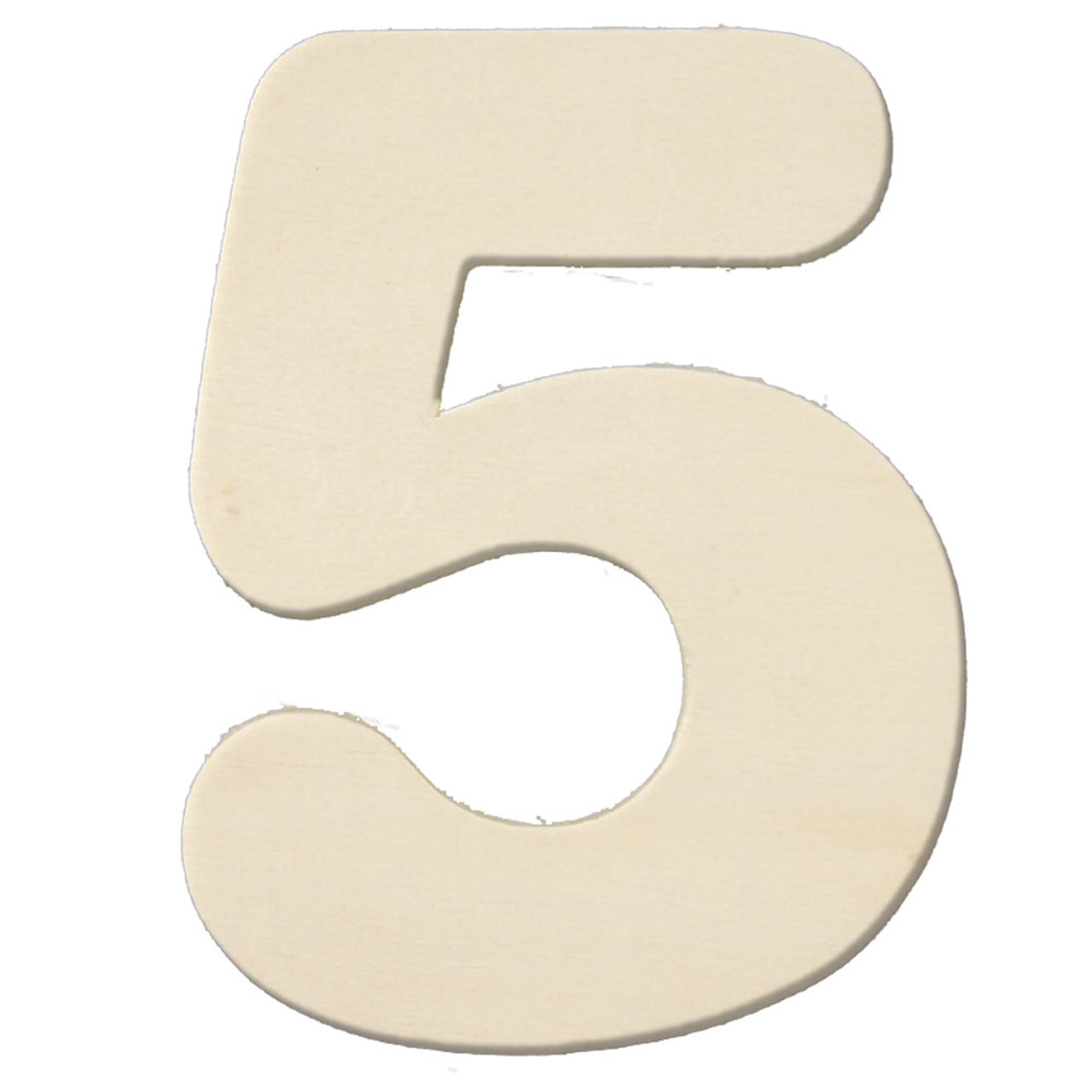 Wooden Numbers, unfinished Plywood, 3-in, 1-pc, Number 5