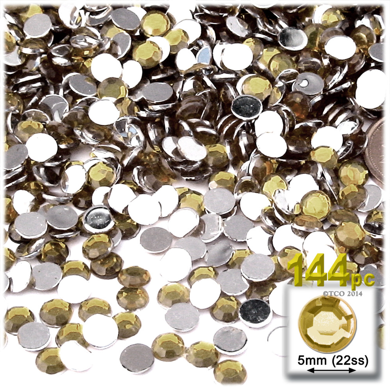 The Crafts Outlet 144pc Rhinestones Round 12mm - Flatback Beer Brown