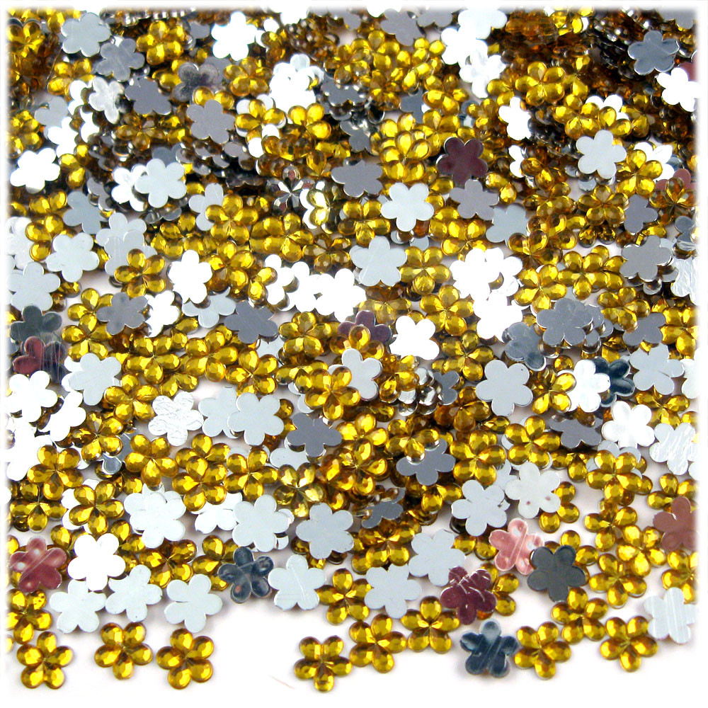 Yellow Grey Rhinestone Rhinestones | Flatback | Flower | 6mm | 10,000-pc | Golden Yellow ...