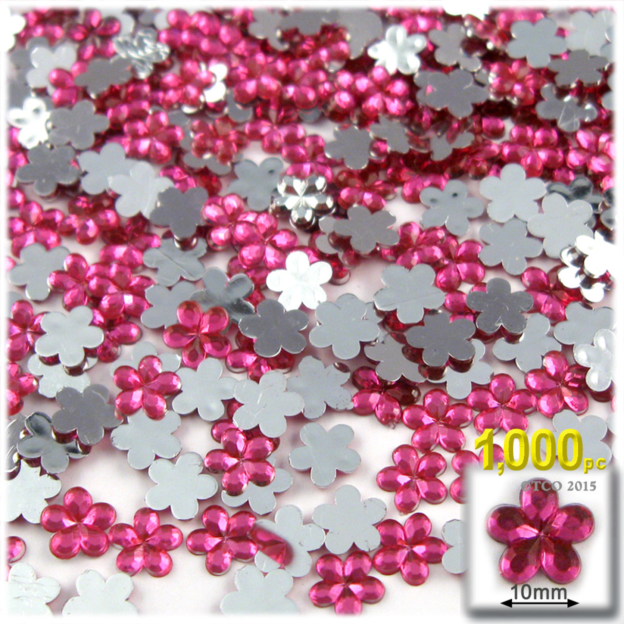 Rhinestones | Flatback | Flower | 10mm | 1,000-pc | Hot Pink | Crafts ...