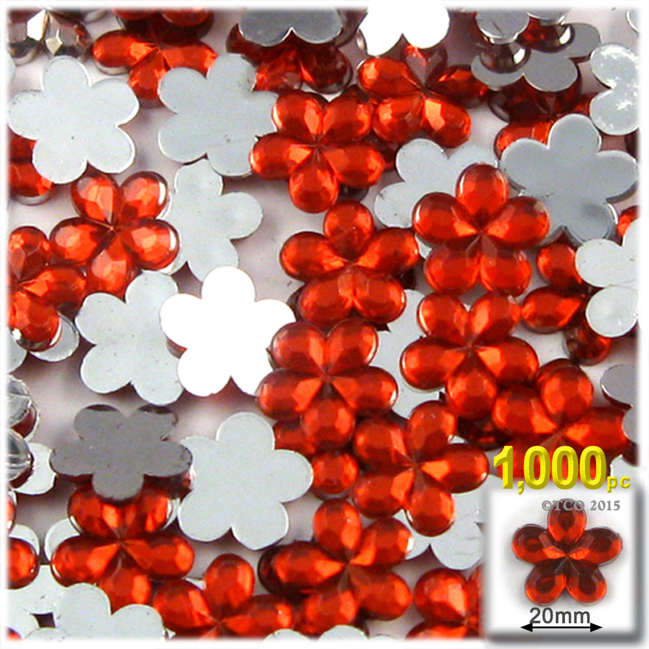 The Crafts Outlet Flatback Rhinestones, Faceted Round, 20mm, 1000-pc, Ruby Red