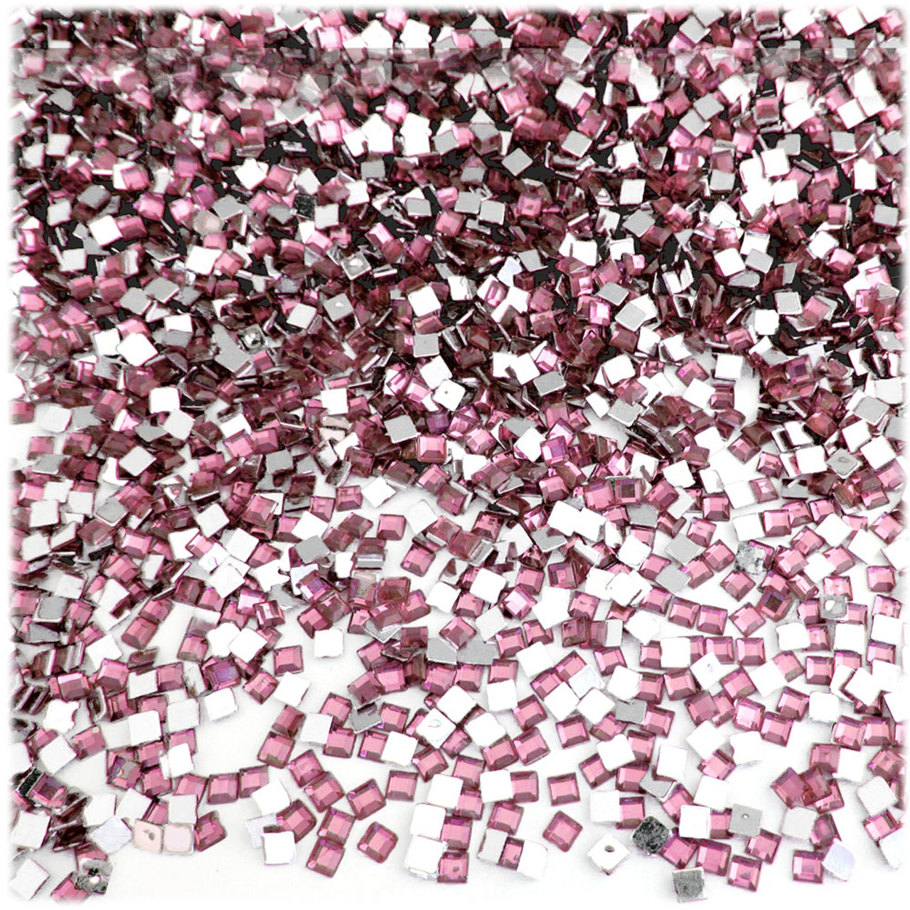 The Crafts Outlet Flatback Rhinestones, Faceted Square, 3mm, 10000-pc, Light Pink