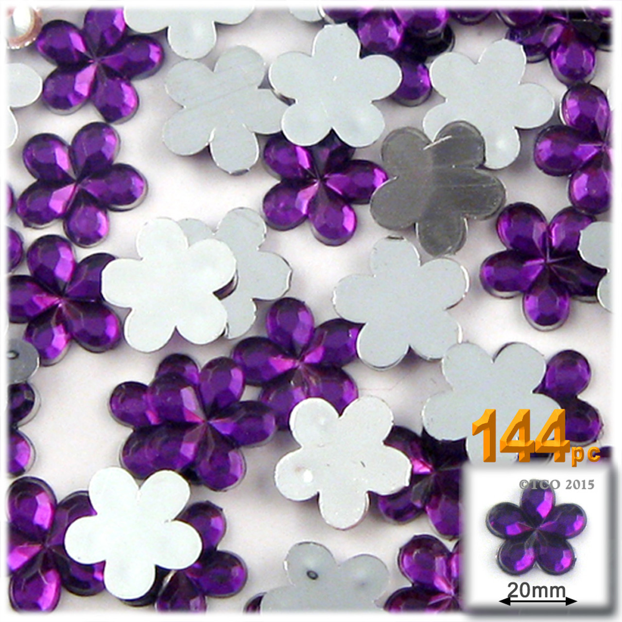 Rhinestones Flatback Flower 20mm 144 Pc Purple Amethyst Crafts Outlet 2064