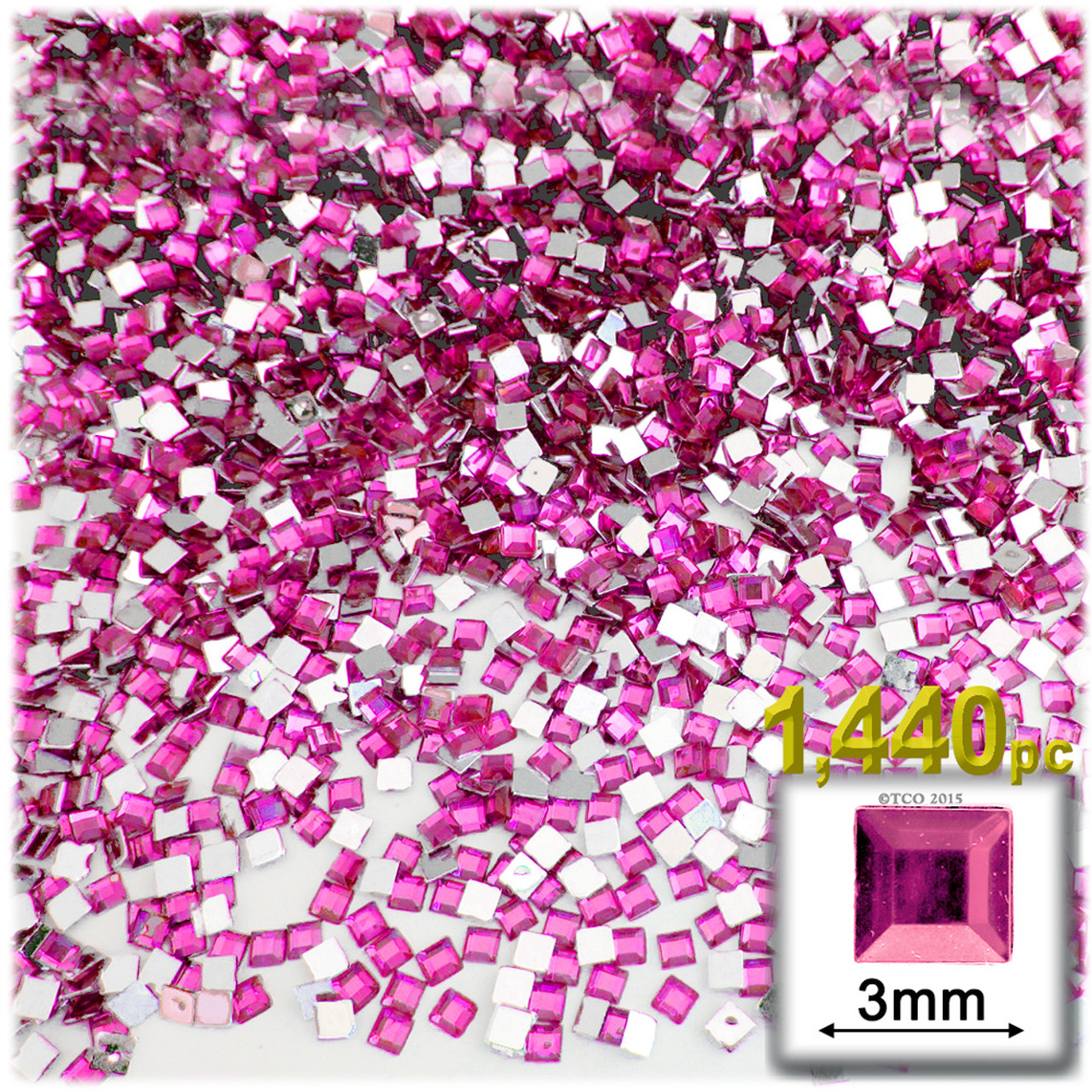 Acrylic Rhinestones Flat Back 2mm SS7 1440 Pcs Pink Fuchsia A27