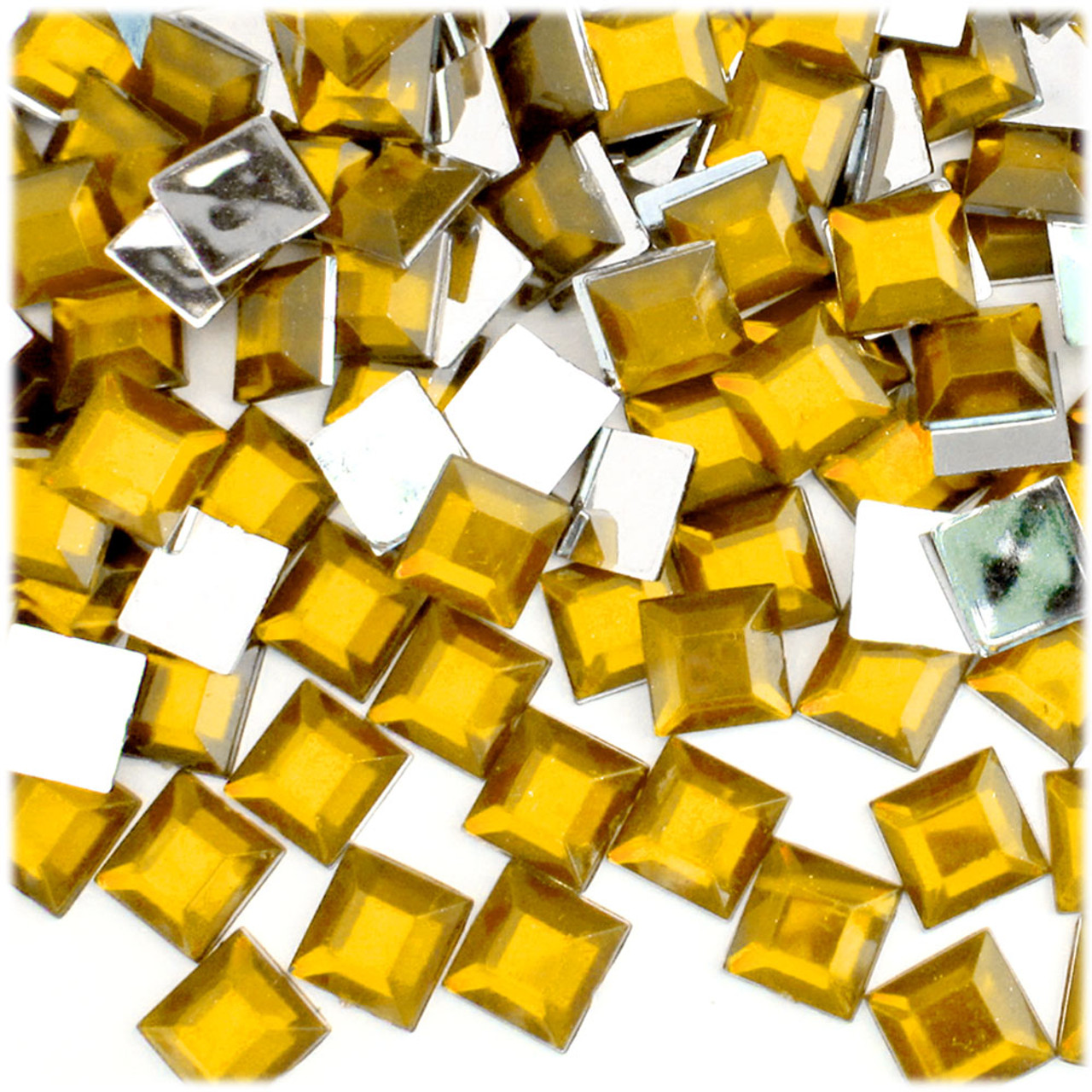 The Crafts Outlet 144-Piece Flat Back Square Rhinestones, 10mm, Golden Yellow