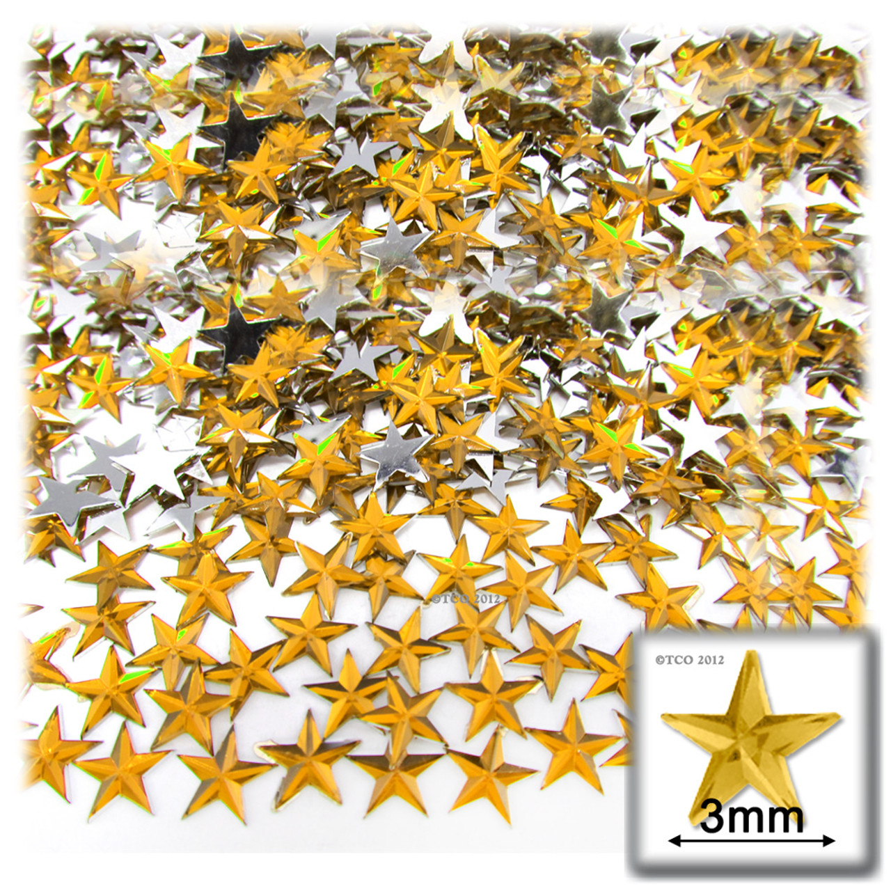 Rhinestones | Flatback | Star | 3mm | 1,440-pc | Golden Yellow | Crafts ...