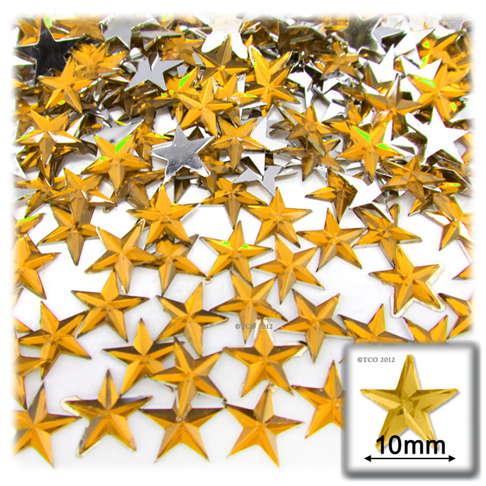 Rhinestones | Flatback | Round | Star | 10mm | 144-pc | Golden Yellow ...
