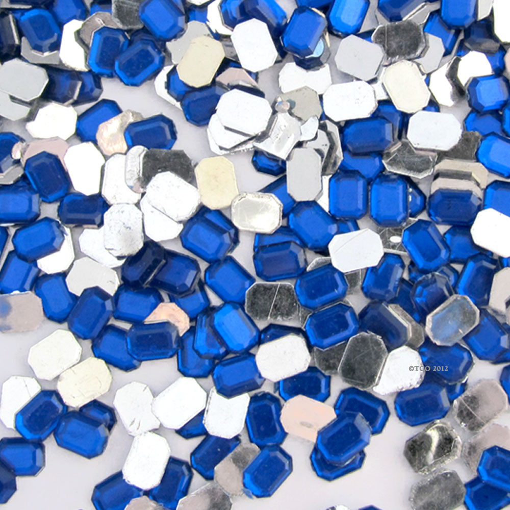 Rhinestones | Flatback | Rectangle | 8x10mm | 144-pc | Royal Blue ...