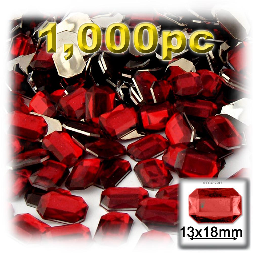 Rhinestones | Flatback | Rectangle | 13x18mm | 1,000-pc | Devil Red ...