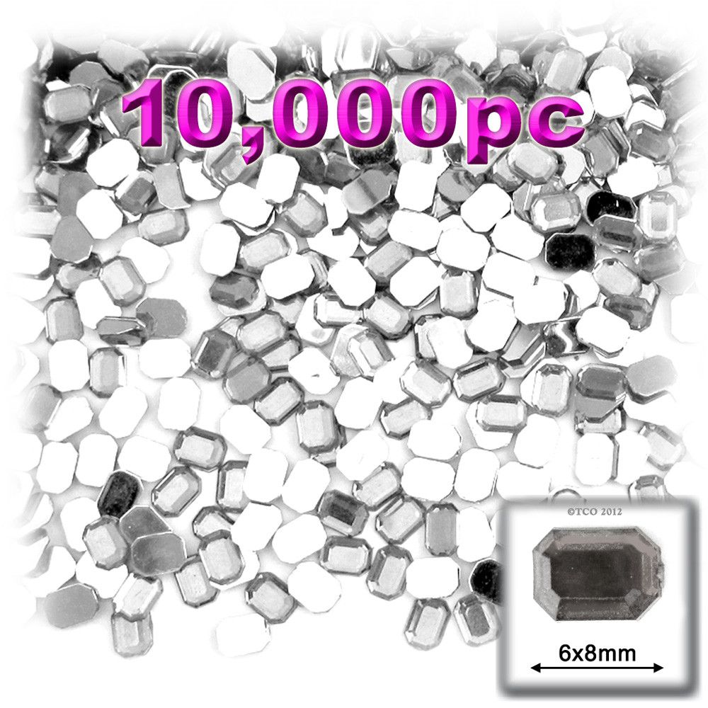 Rhinestones | Flatback | Rectangle | 6x8mm | 10,000-pc | Clear | Crafts ...