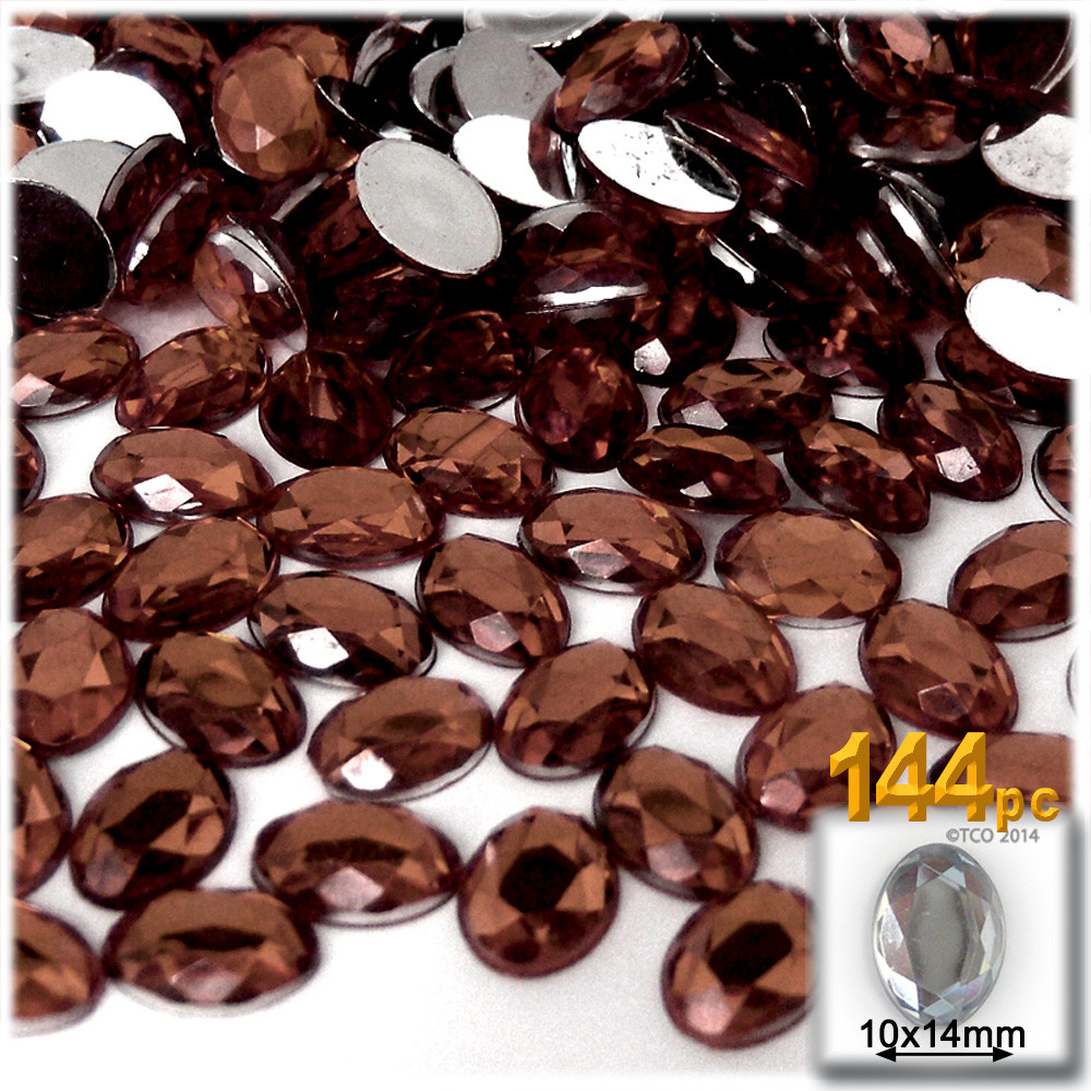 Rhinestones | Flatback | Oval | 10x14mm | 144-pc | Beer Brown