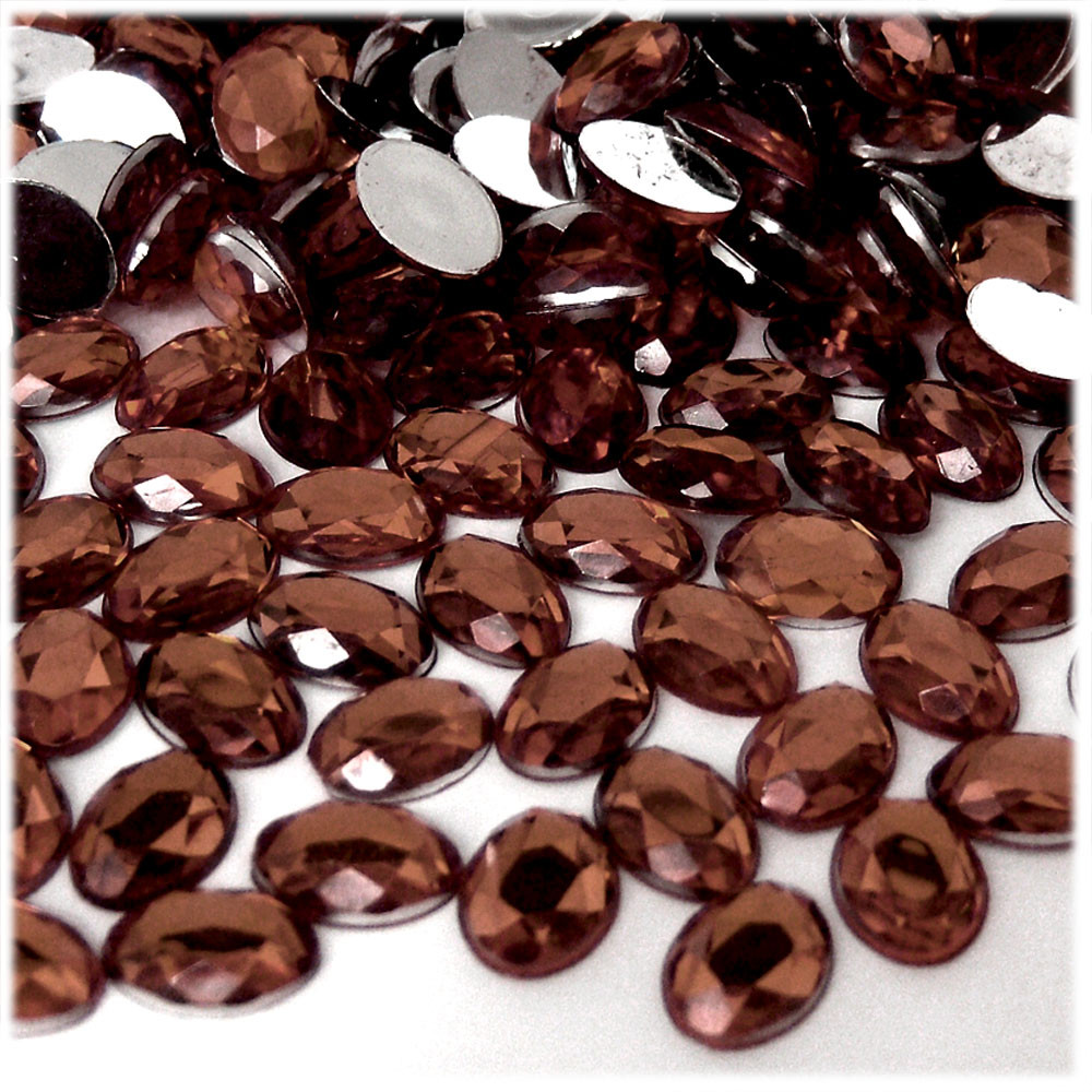 Rhinestones | Flatback | Oval | 10x14mm | 144-pc | Beer Brown
